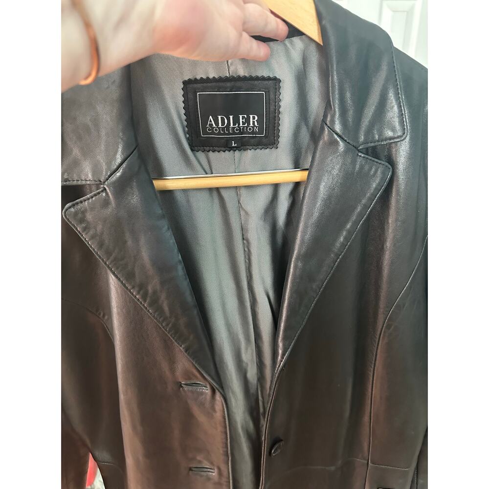 Adler vintage women's black genuine lambskin leather coat Super soft L - Picture 8 of 8